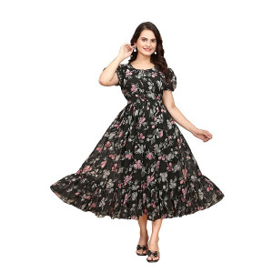 Stylish Printed Georgette Midi Dress Collection