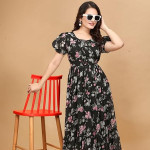 Stylish Printed Georgette Midi Dress Collection