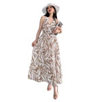 Wrap Neckline Tiered Sleeveless Elastic Waist Maxi Dress