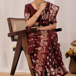 Banarasi Inspired Two Tone Floral Zari Saree