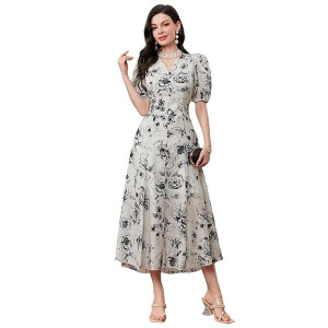 Women's Printed Multicolor Dress For Vacation Wear