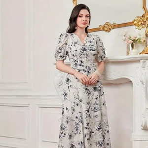 Women's Printed Multicolor Dress For Vacation Wear