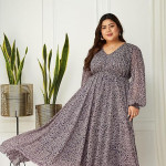 Chiffon Gathered Fit Multicolor Maxi Dress Women Occasion