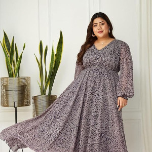 Chiffon Gathered Fit Multicolor Maxi Dress Women Occasion