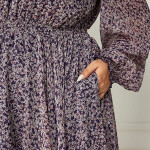 Chiffon Gathered Fit Multicolor Maxi Dress Women Occasion