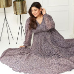 Chiffon Gathered Fit Multicolor Maxi Dress Women Occasion